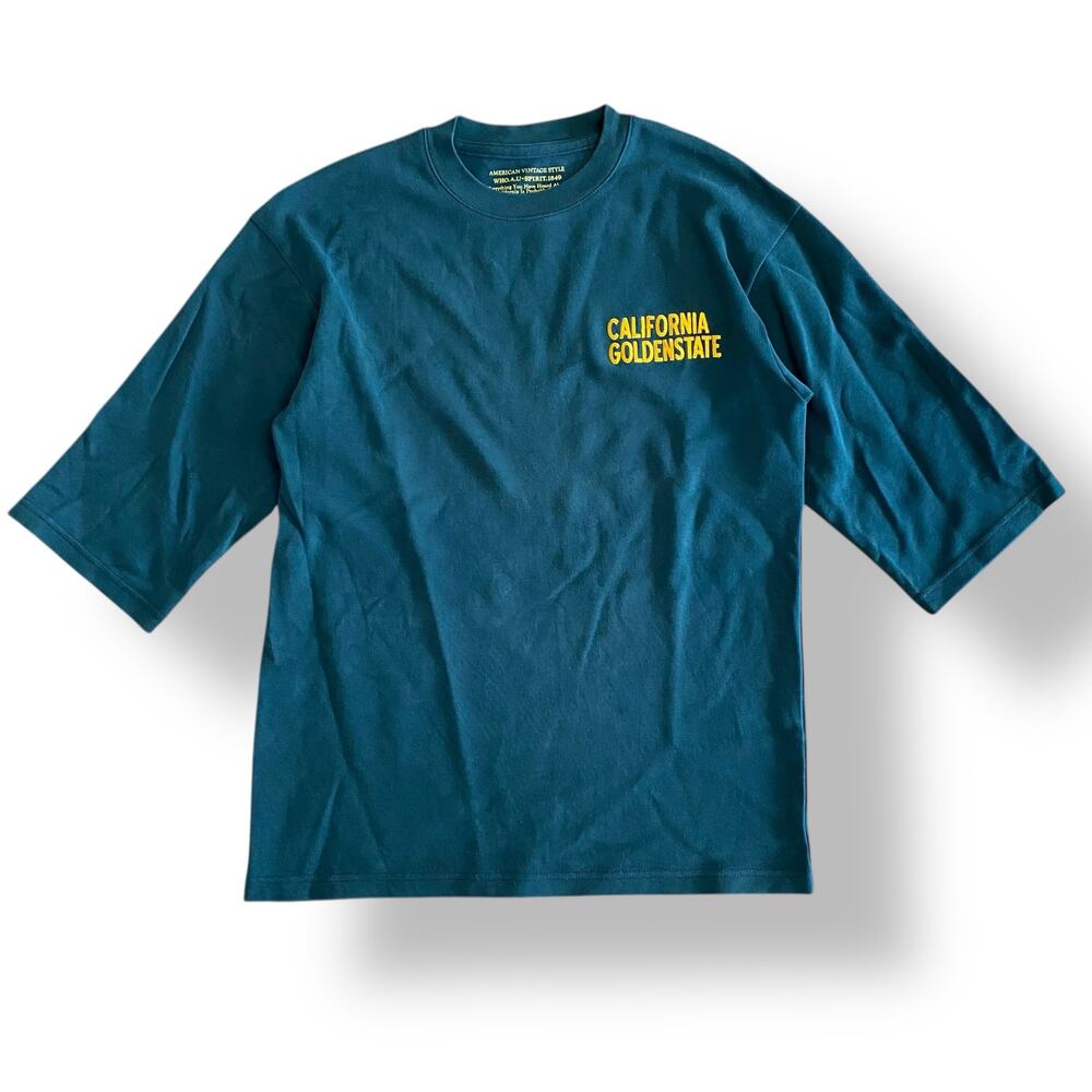 WHO.A.U California Golden‎ State Graphic Tee Dark Green Yellow S Small